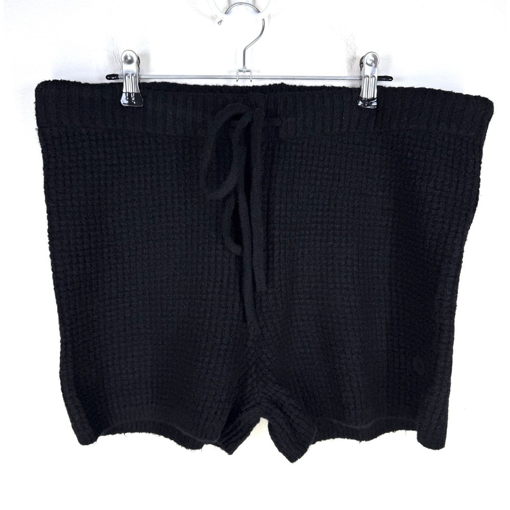 aeropostale Waffle Knit Soft Shorts Lounge New Black Large Stretch Drawstring